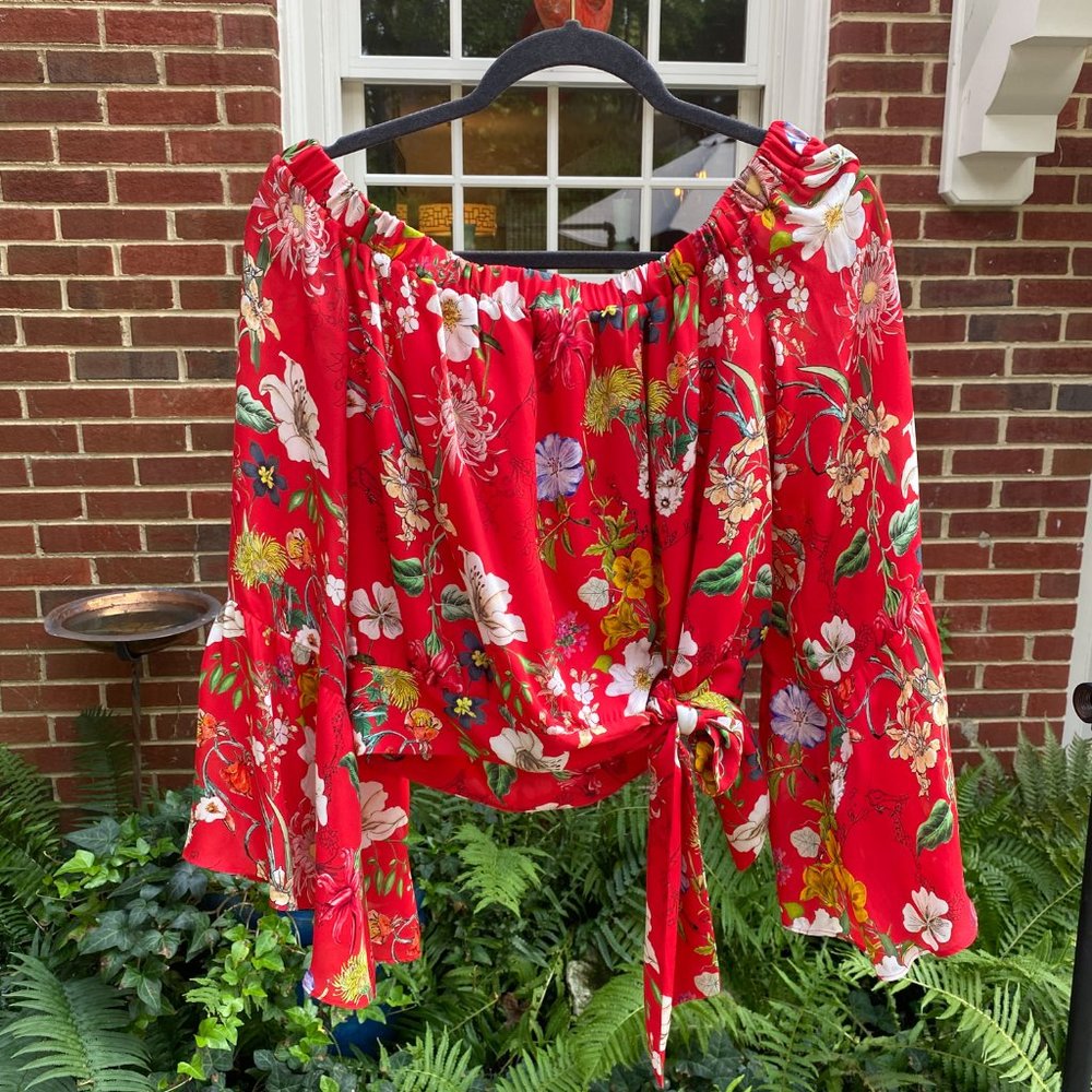 Parker Tie-front Silk Top, Small